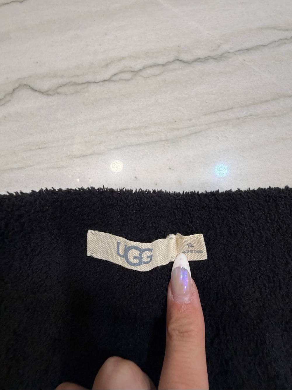 Women UGG PJ PANTS Black Ribbed Fleece Lounge Pants - Picture 2 of 2